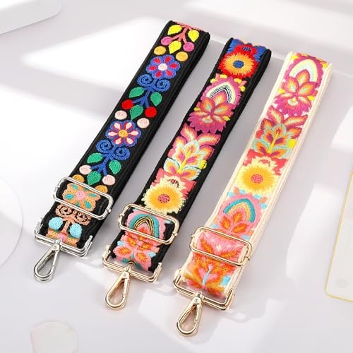 Crochet Flower Purse Strap,Knit Wide Replacement Crossbody for Floral Black - Picture 5 of 7