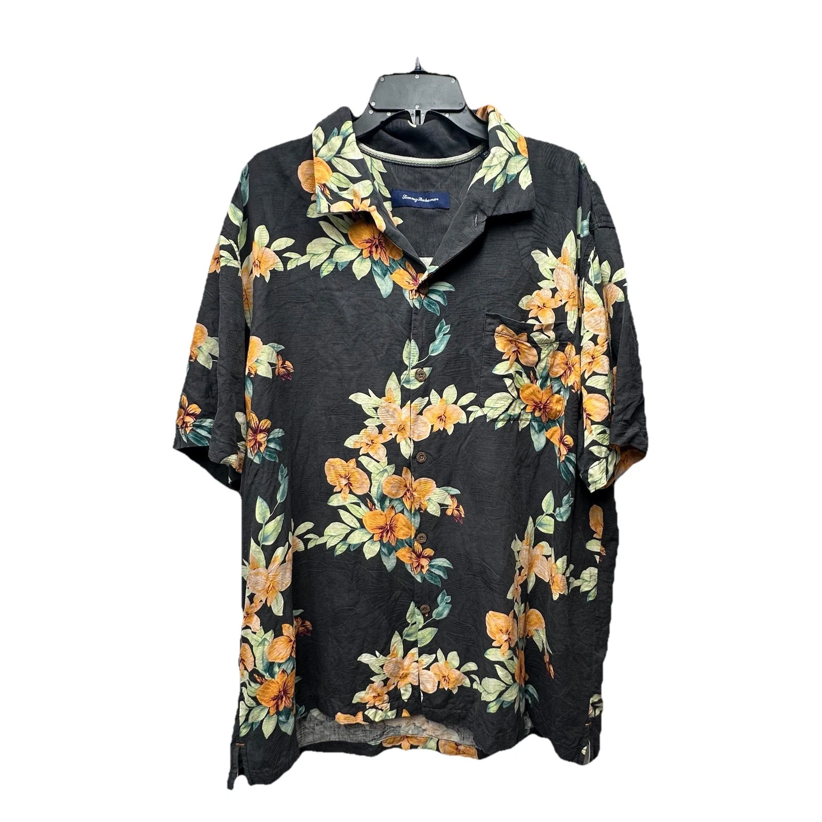 Tommy Bahama Mens XXL Silk Short Sleeve Button Down Shirt Tropical Floral