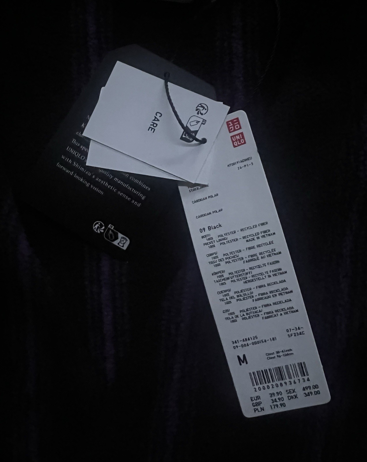 Uniqlo X Needles Soft Fleece Unisex Relaxed Cardigan Size M  Black ,Purple New!! thumbnail 3