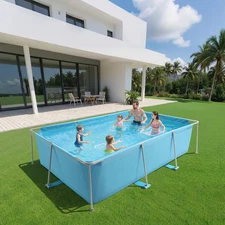 Uimoso Rectangular Steel Frame Pool 118 x 78 x 30 in Above Ground Swimming Pool