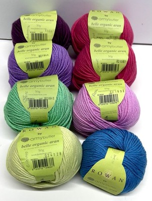 8 Skeins Mixed Rowan By Amy Butler Belle Organic Aran Wool Cotton Italy 400g