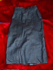 Vtg 90s Firenze Santa Barbara Black Genuine Leather Skirt Sz 4 Made USA W- 27"