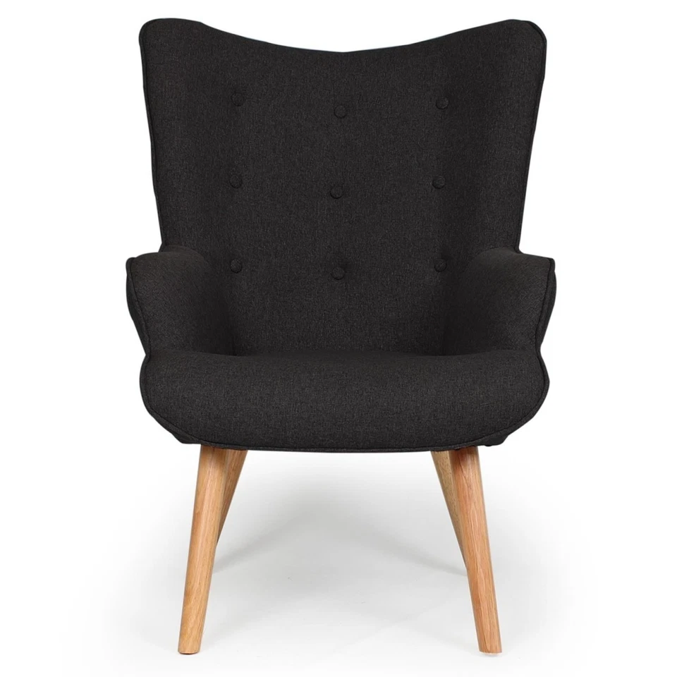 Fauteuil & Pouf Scandinave "Orle" 98cm Noir - Photo 3/4