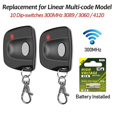 1/2x 300MHZ 10 Dip Switch Linear Multicode 3089,Mini Keychain Garage Door Remote