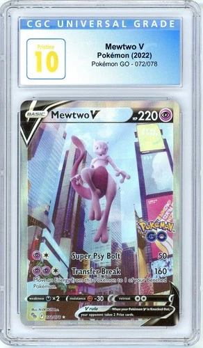Pokemon Mewtwo V #072 Pokemon GO CGC Pristine 10
