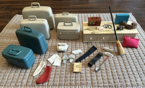 Vintage 1960’s Barbie Accessories- Luggage-Jewelry-Necklace-Gloves-Other