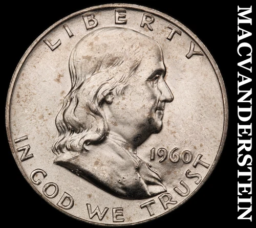 1960-D Franklin Half Dollar- Silver- Choice Gem Brilliant Unc Luster #J3768
