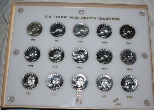 1950 - 1964  Washington Quarters Proofs Collection in a Capital Plastics Holder