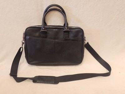 Cole Haan American Airlines Black Leather Attache Slim Briefcase