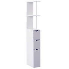 54" Tall Bathroom Linen 2-Tier Cabinet Shelf Storage Cupboard w/ Drawers, White