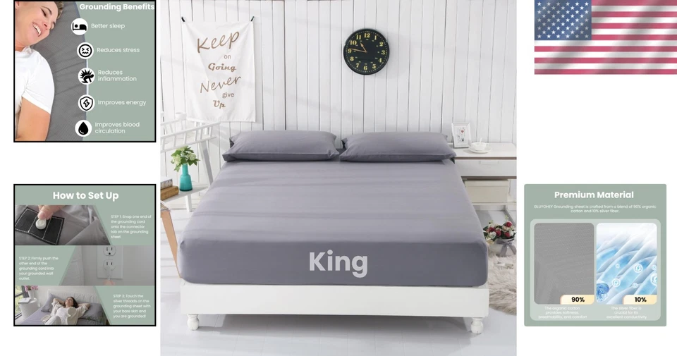 Простыня для заземления из органического хлопка и серебристого волокна - Изображение 2 из 4