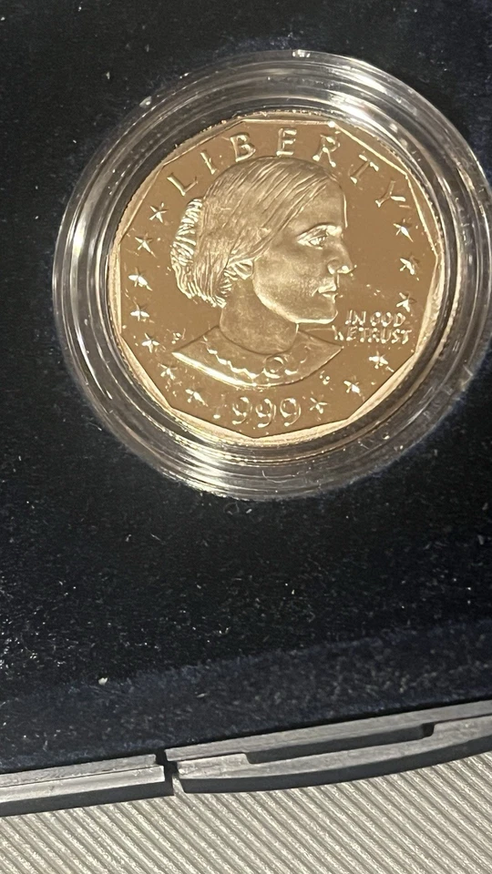 Moneda de dólar Susan B Anthony 1999 prueba con certificado de autenticidad Foto 2 de 4