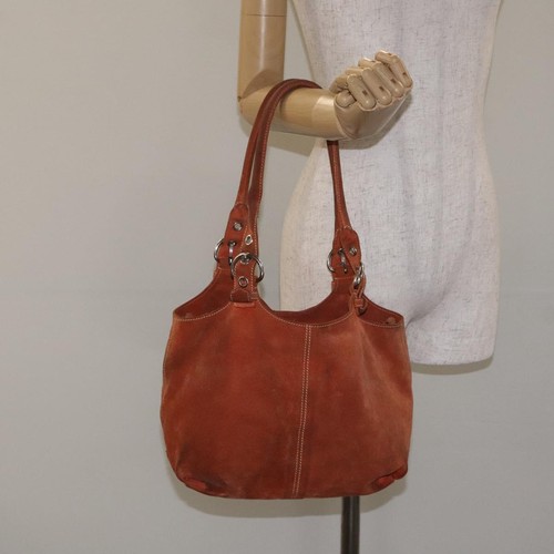 PRADA Hand Bag Suede Orange Silver Auth 130348 - Picture 22 of 22