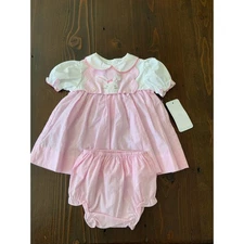Petit Ami Bunny/Puppy Gingham Girl's dress size 9mo 