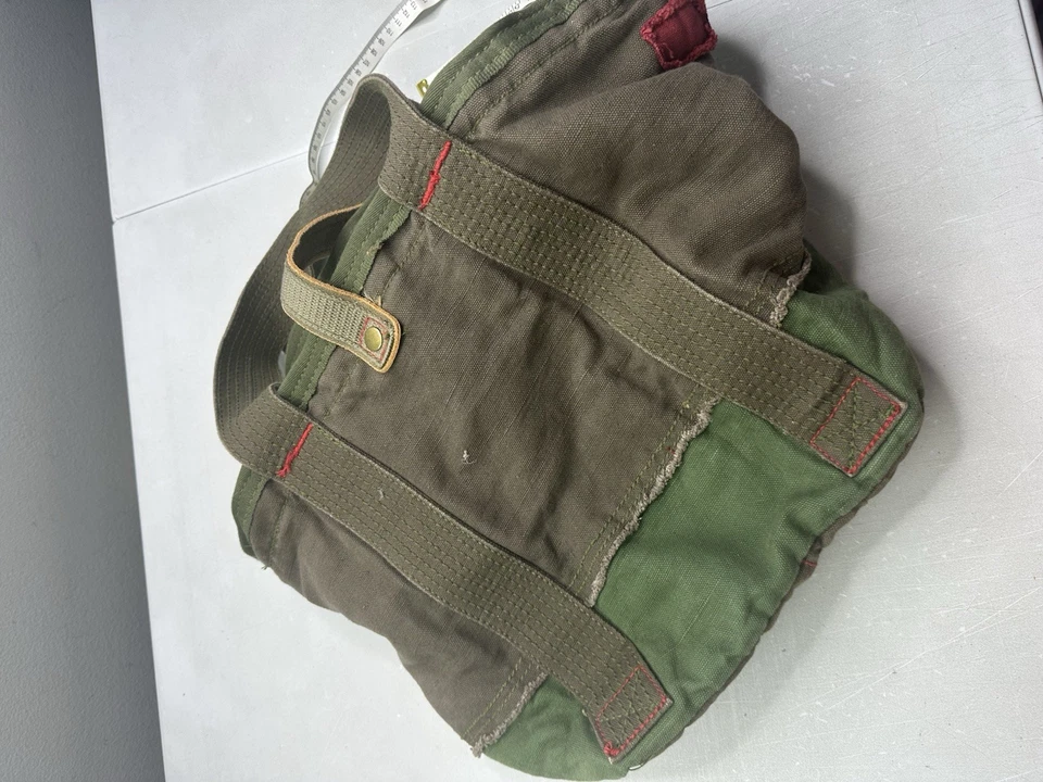 Gap Canvas Tote Shoulder Bag Travel Casual Army Green w/Red Stitching - Image 2 of 4