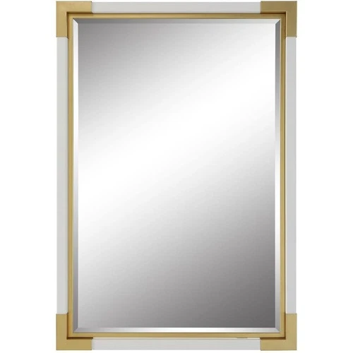 Uttermost 09879 Malik 39 X 27 inch White Faux Shagreen and Gold Leaf Mirror - Picture 1 of 6