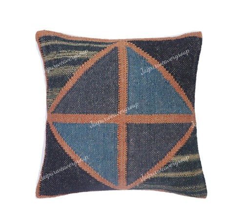 Lotto 5 pz copricuscino decorazione casa 18"" x 18"" kilim federe indiane intrecciate a mano - Foto 3 di 8