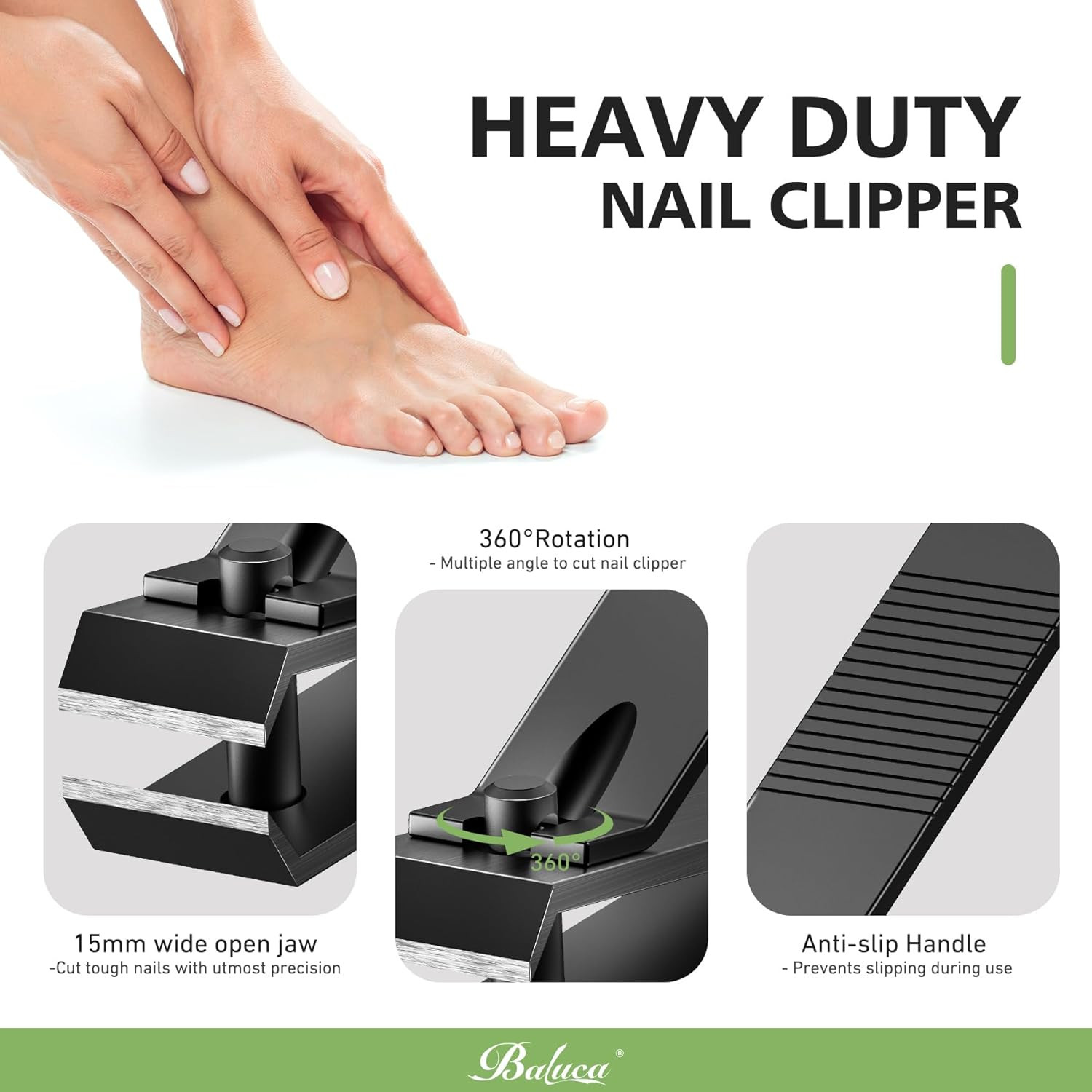 Heavy Duty Straight Blade Nail Clippers for Thick Toenails, Professional Stainle