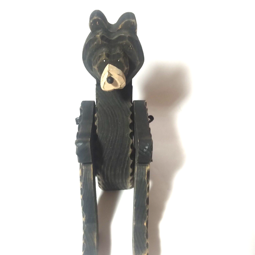 Folk Art Wood Carved Black Bear Jointed Shelf Sitter - Picture 5 of 18