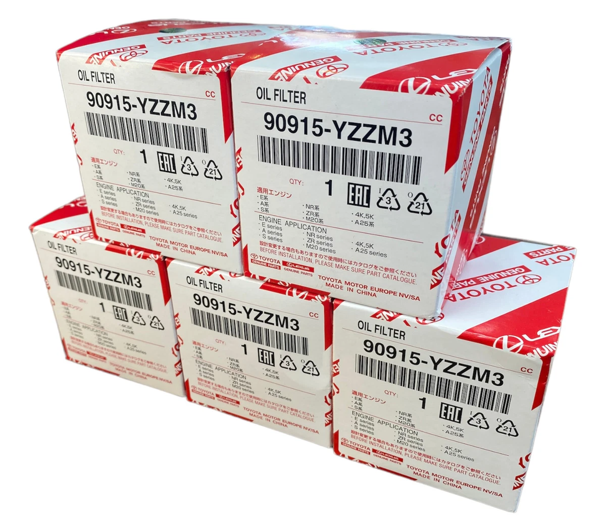 5X GENUINE TOYOTA OIL FILTER 90915YZZM3 REPLACEMENT OF 90915YZZJ1 