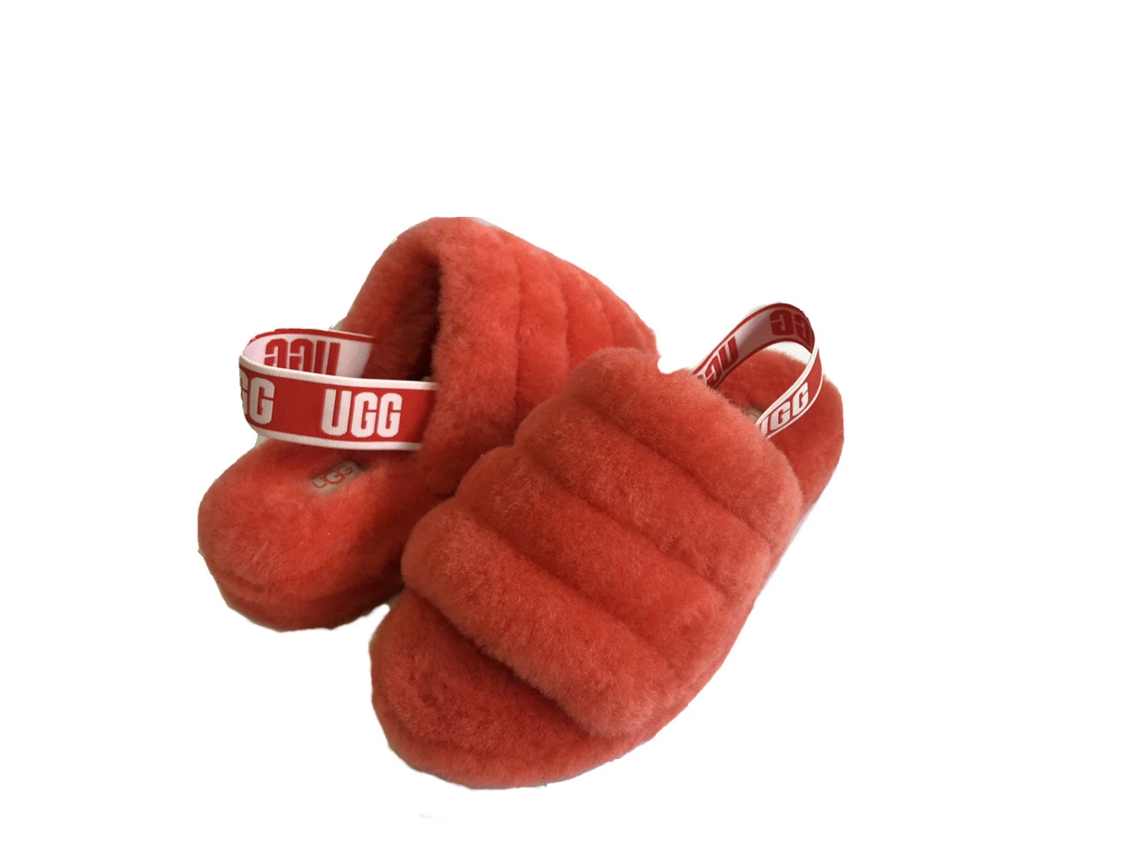 UGG FLUFF YEAH SLIDE SANDALO DONNA RIBES ROSSO US 9 UK 7 EU 40