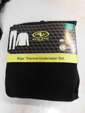 Athletic Works Boys Thermal Waffle Underwear Set-Black-Large 10/12 -NWT