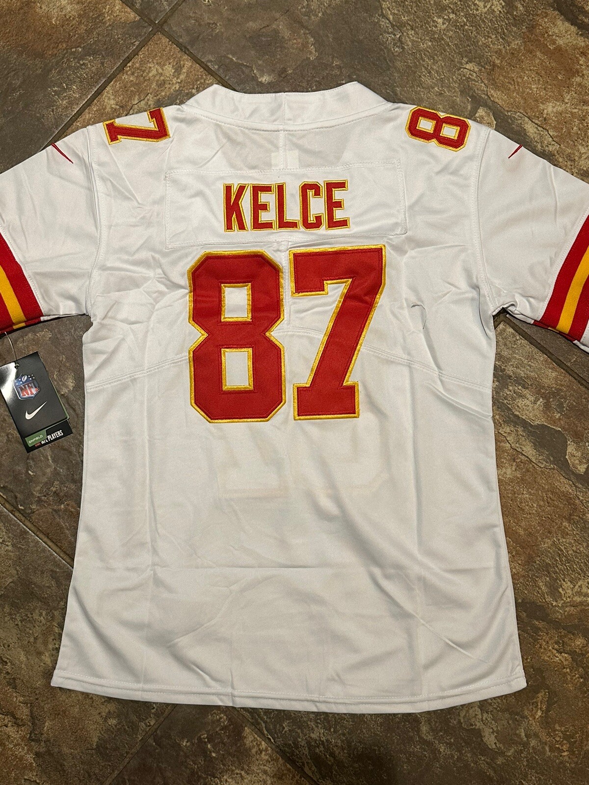 Travis Kelce 87 Kansas City Chiefs White Red Kids Youth Small Jersey w