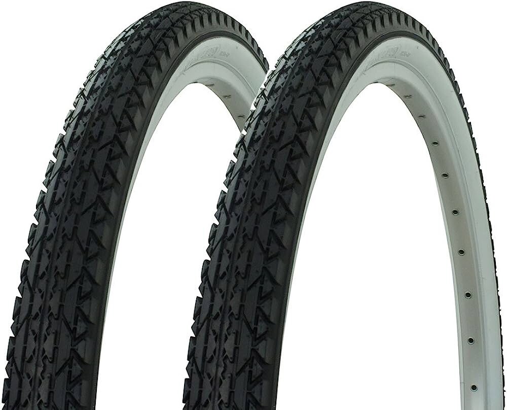2 Pack 24x2.125 Black Wall Cruiser Bike Tires With Tubes & Repair Kit - Classic Knobby Tread