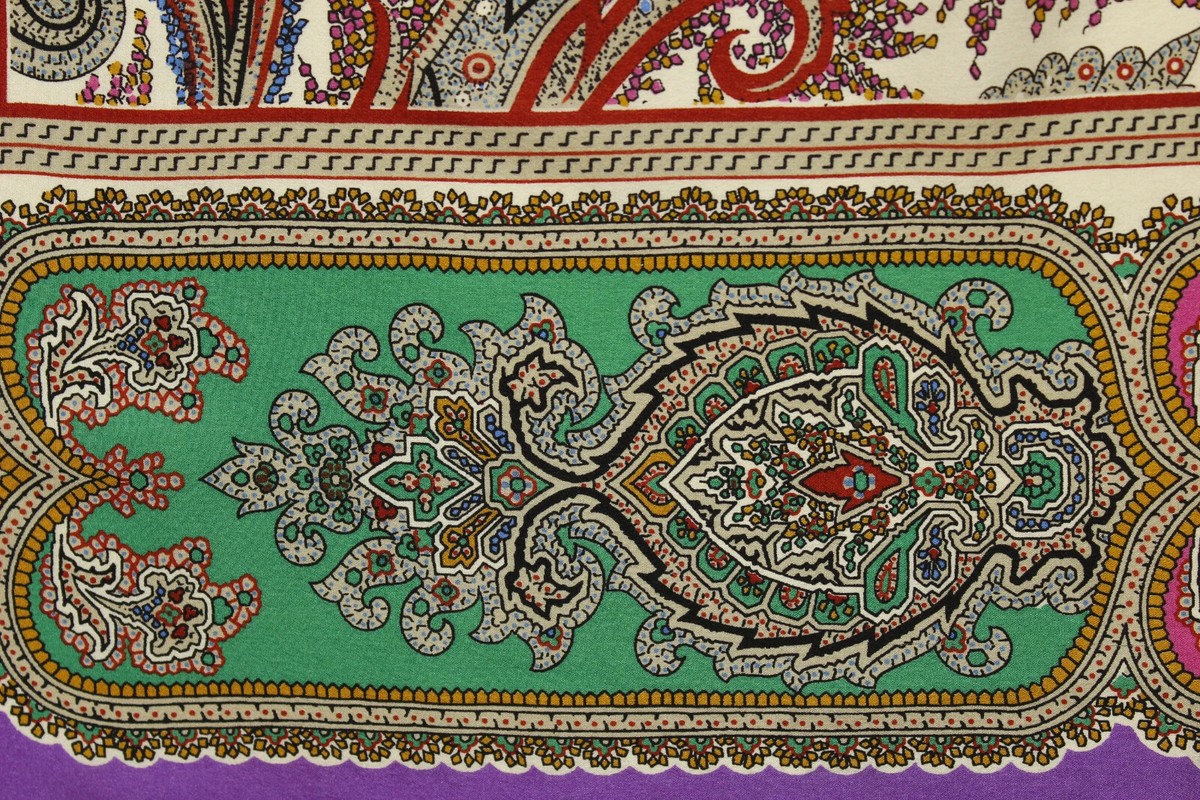 Foulard Carré Vintage Flaviano En Soie - Motif Batik Multicolore, Fait Main Italie