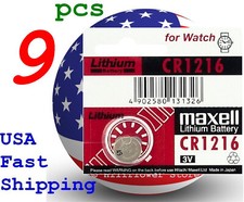 9 piece CR1216 1216 LR1216 Maxell Card 3V Lithium Coin Battery with trk 