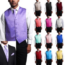 Men's 3-Piece vest, necktie handkerchief Formal Vest Set for Tuxedo and Suit