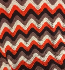 Vintage Afghan Throw Chevron Zig Zag Pattern Retro Lap Blanket 60 x 65 inches