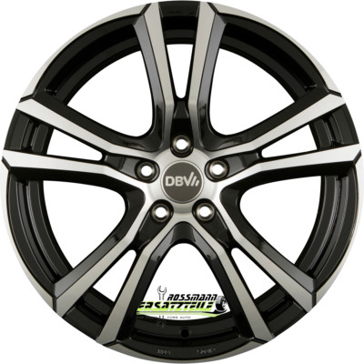 DBV Andorra schwarz glänzend front poliert 6.5x16 ET48 - LK5/114.3 ML74.1 Felgen