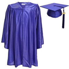 Unisex Shiny Kindergarten Graduation Gown Cap with Tassel Ceremony Outfit