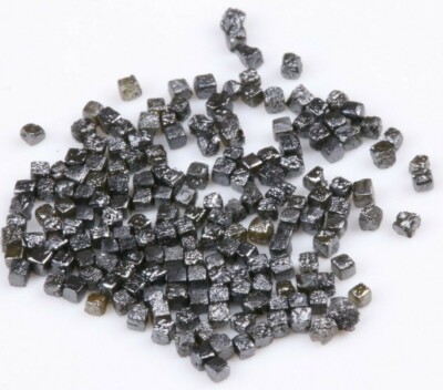 5 kt 1,5-2,0 mm natürliche schwarze Kongo-Würfel Rohdiamanten grobe ungeschli...
