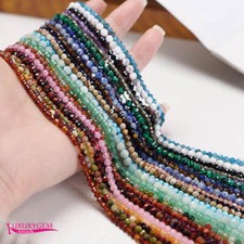 Natural 2/3/4mm Multicolor Stone Faceted Round Shape DIY Loose Beads 38cm wk461