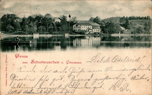 AK GRUSS AUS SCHAFWASCHEN RIMSTING ROSENHEIM VON DER SEITE GESEHEN 1898 - 第 1/2 張圖片