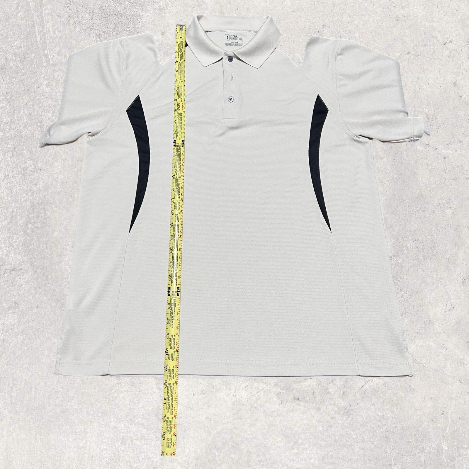 PGA TOUR Mens Cream Black Golf Polo Shirt XL Collared Stretch Performance eBay
