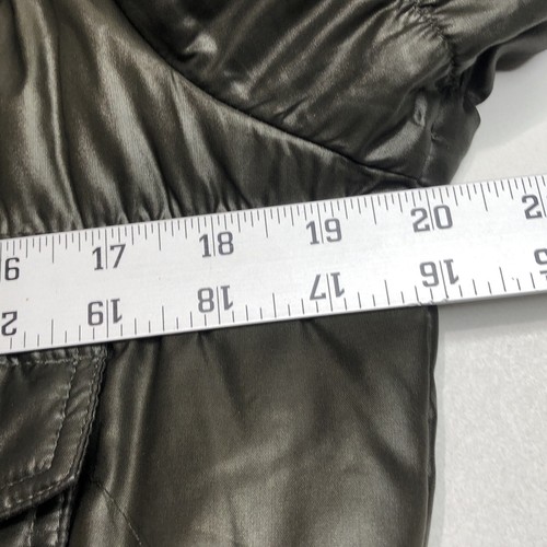 Allen Scwartz Allen B Bomber Jacket Women L Brown Puffer Patches Full Zip - Picture 13 of 20