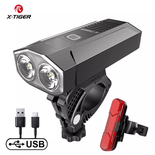 Fahrradleuchten Wasserdicht USB Lade Fahrrad Licht Aluminium LED Frontlampe Fahrrad - Bild 1 von 34