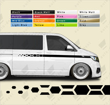 Fits VW T4 T5 T6 Transporter - Upper Side Stripe Decals Honeycomb Hex Camper Van