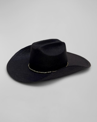 Van Palma Women's Black Straw UV Handwoven Ecuador Cowboy Hat Size M