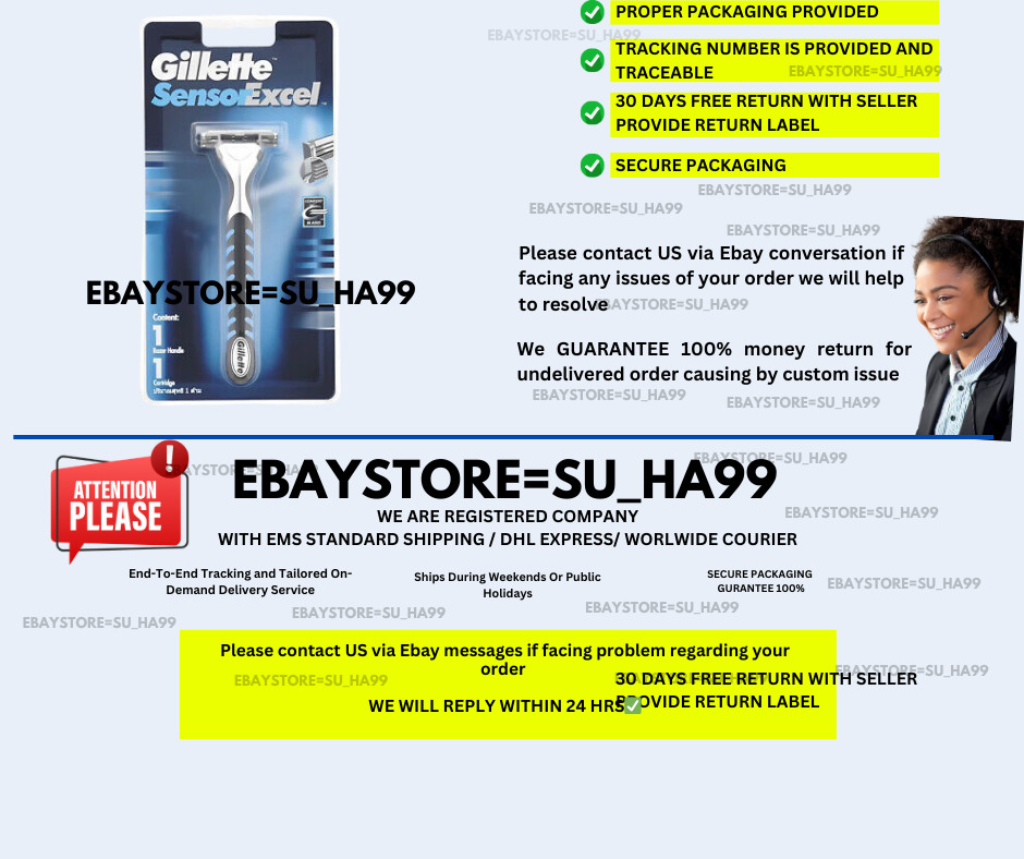 Gillette Sensor Excel Razor Handle + 1 Cartridge - HOLDS WOMENS AND MENS EXCEL