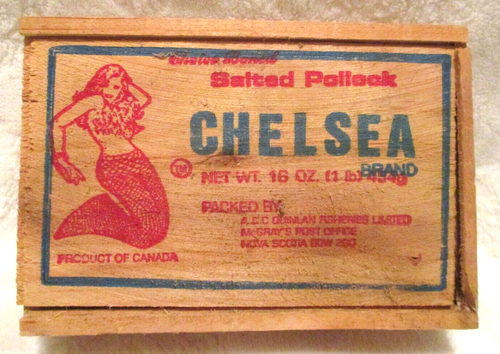 Vintage~Scatola di legno salato Chelsea~Coperchio scorrevole~Scatola vuota~1980 - Foto 11 di 12
