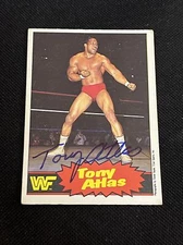 TONY ATLAS 1985 O-PEE-CHEE WWF WRESTLING SIGNED AUTOGRAPHED CARD