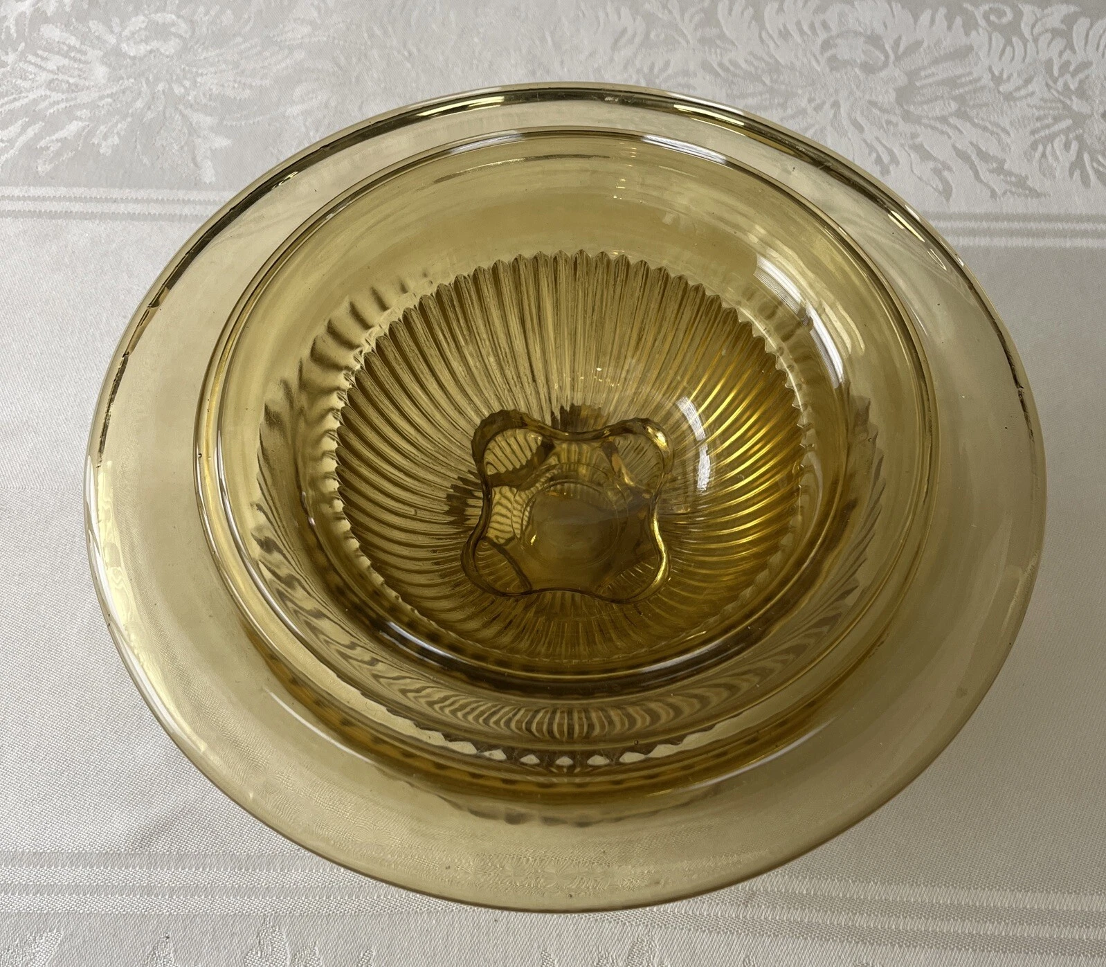 Vintage Golden Yellow Ribbed Depression Glass Mixing Bowls