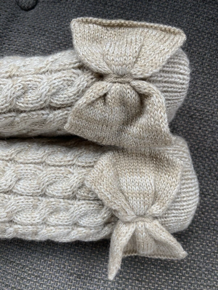 NUEVO: UGG Calcetines Laila Lazo Forrado de Vellón Cable Crema Dorado Tejido Pequeño/Mediano Foto 4 de 4