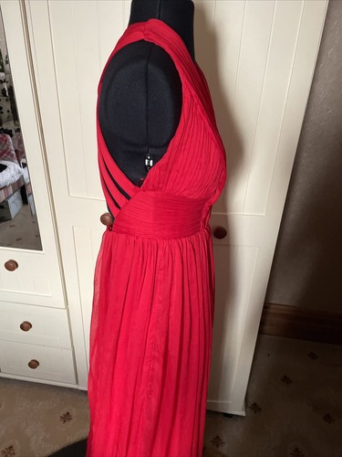 Y.A.S. Lotus Maxi Red Chiffon Sleeveless Strappy Long Lined Dress Size 12 NEW - Picture 6 of 14