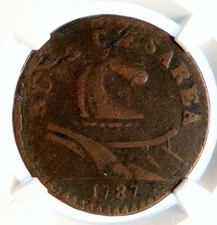 1787 US post Colonial PRE-FEDERAL NEW JERSEY Penny Antique Coin HORSE NGC i95563
