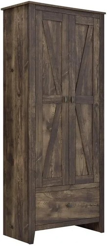 Rustic Off-White Farm Barn Door Storage Cabinet Shabby Large 72" Kitchen Pantry - Picture 3 of 10